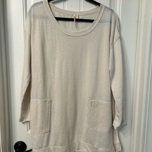Free People Cream Boxy 3/4 Sleeve Tunic